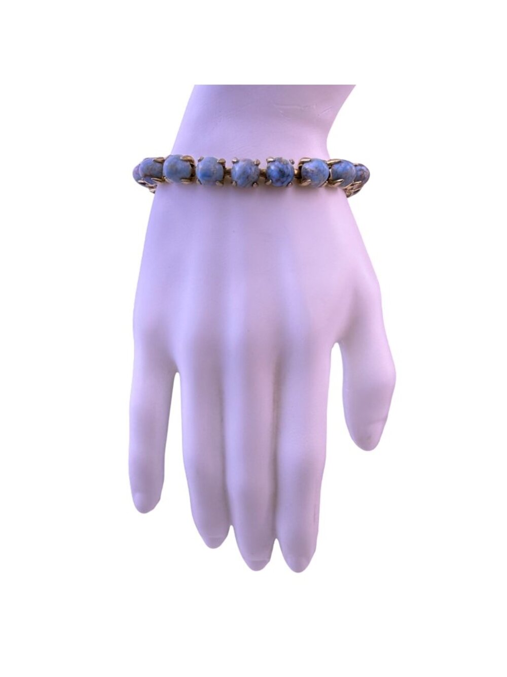 Vintage Gold Tone Womens Bracelet Blue Turquoise-Like Stones